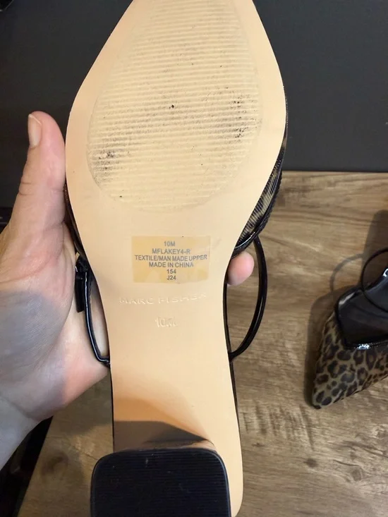 Marc Fisher Leopard Print Pointed-Toe Slingback Heels - Brown/Black - Picture 4 of 8